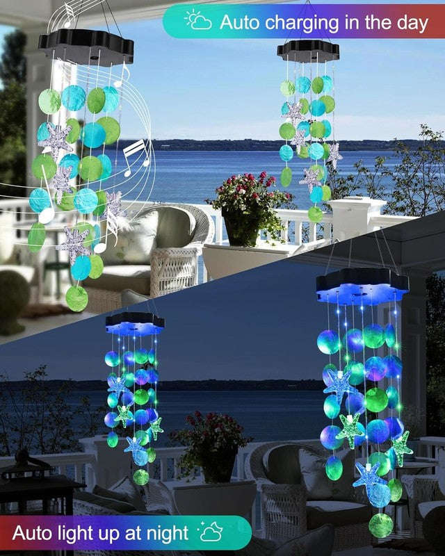 Solar Wind Chimes for Outside, Shells Light Gifts for Mom Grandma Women Wife Gir5