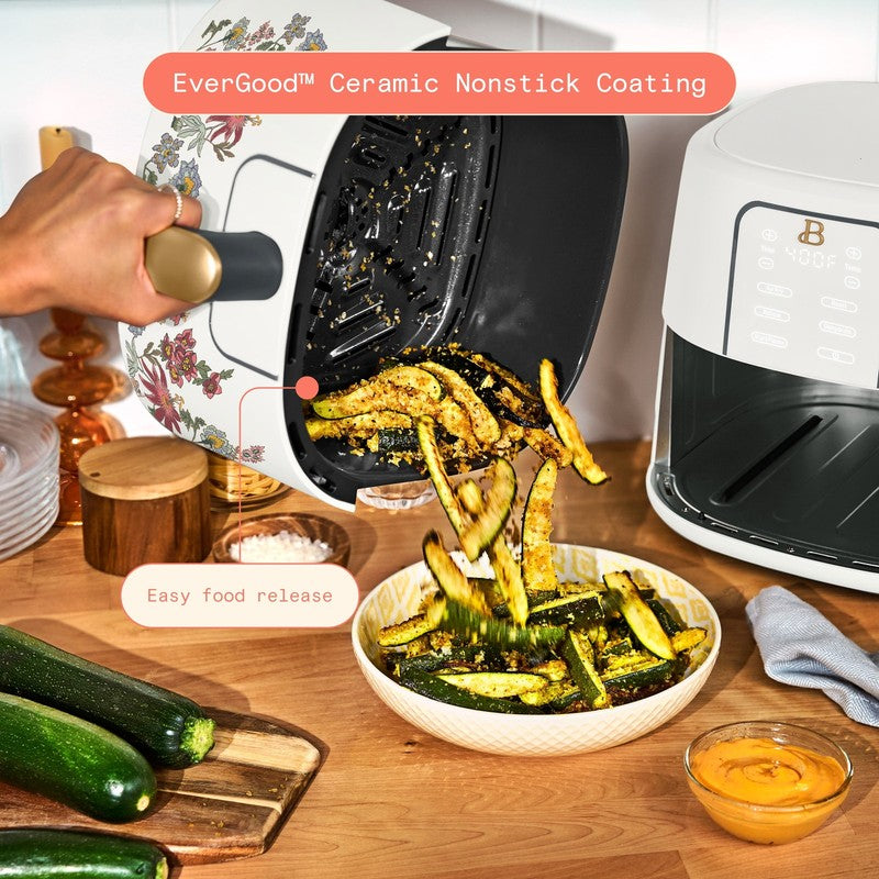 6 Qt Air Fryer w/ Turbocrisp Technology Evergood Ceramic Nonstick White Flower5