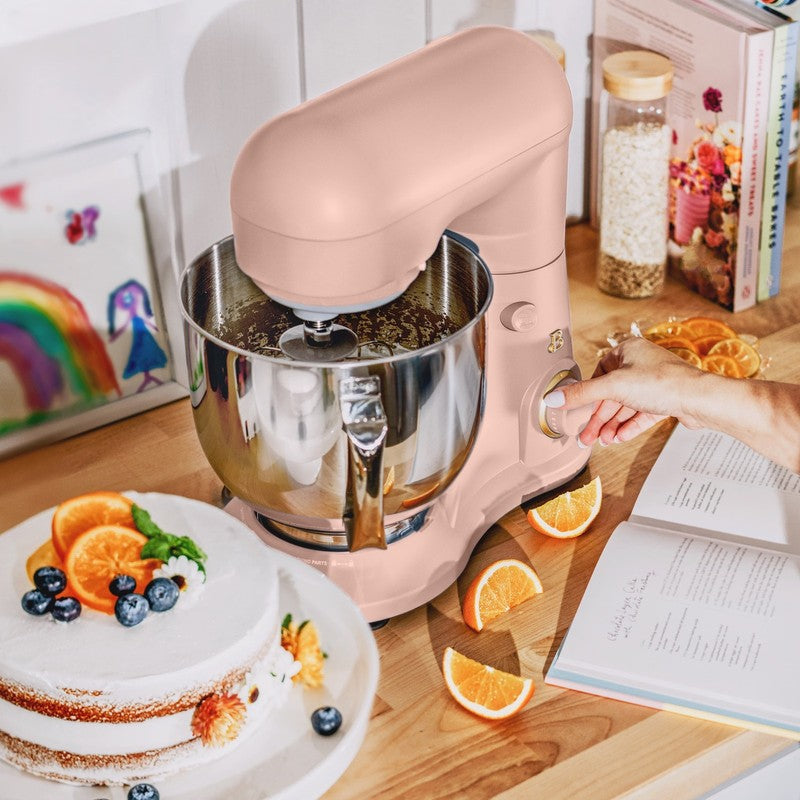 Beautiful 5.3 QT Stand Mixer w/ Flat Beater, Dough Hook by Drew Barrymore Rose1
