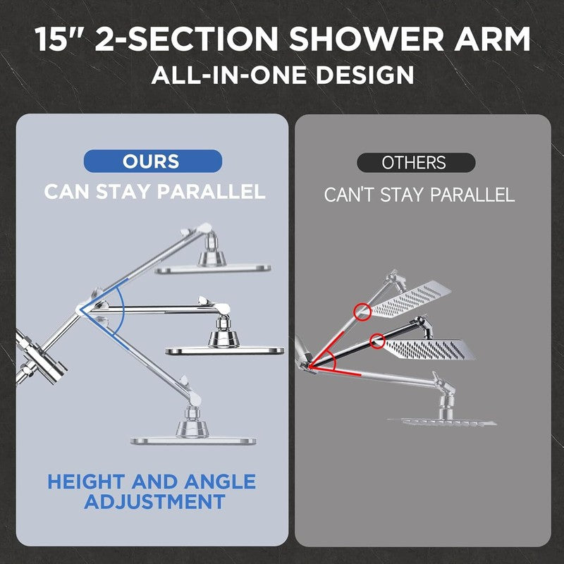Wide Shower Head with 6 Modes Handheld Water Spray Silver Chrome5