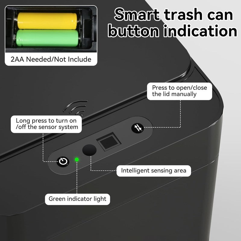 2Pack 2.6 Gallon Touchless Motion Sensor Trash Can - Slim Waterproof Design3