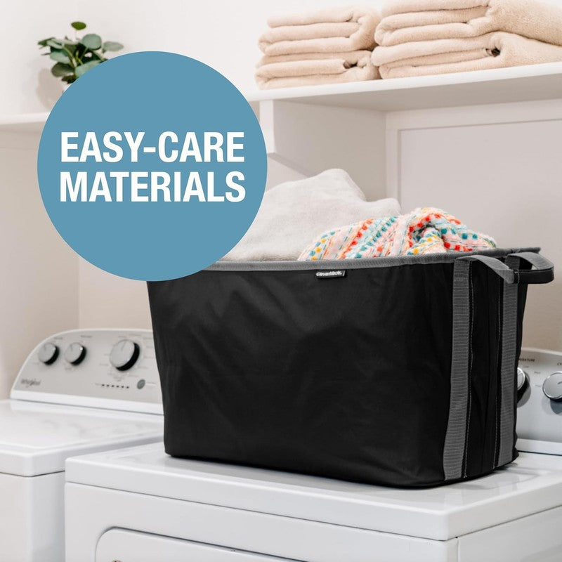 Collapsible Laundry Basket Hamper 2-Pack 60L Black Foldable Organizer5
