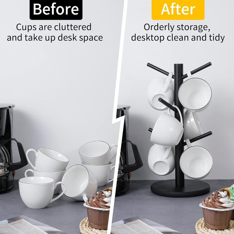 Mug Holder Tree, Coffee Cup Holder with 6 Hooks (Black)4