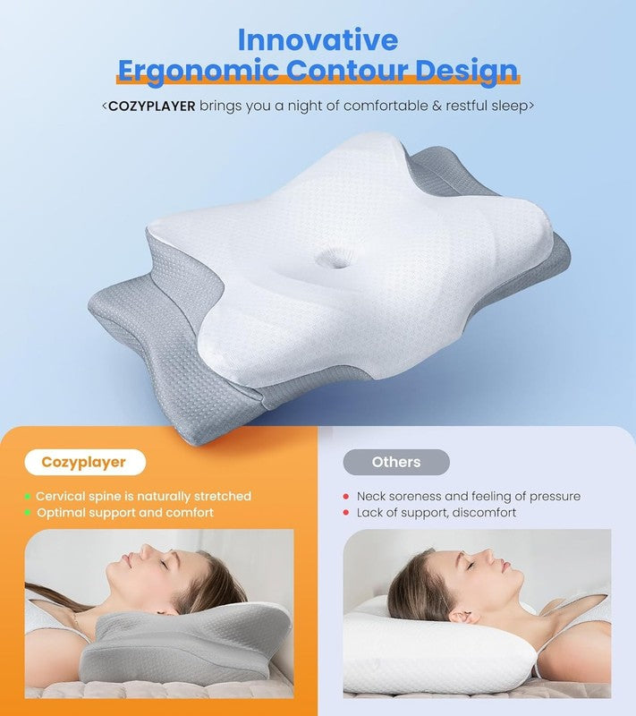 Cooling Neck Support Pillow   Adjustable Ergonomic Memory Foam for All Sleepers1