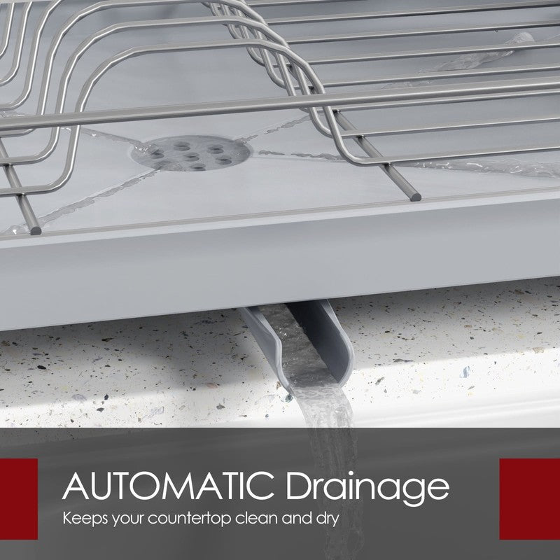 Large Compact Dish Drying Rack for Kitchen Counter Silver6