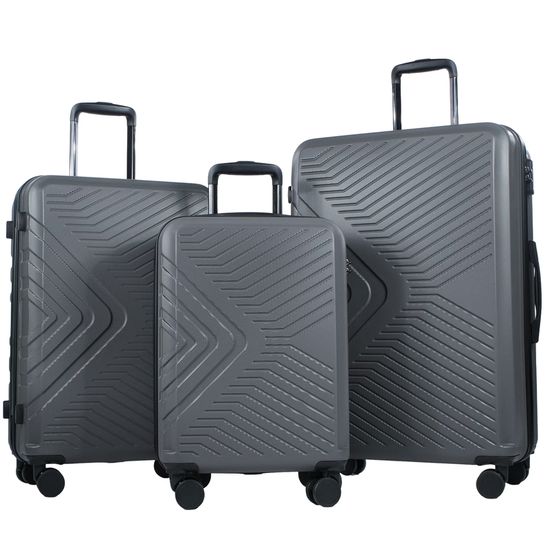 3Pc Hardside Luggage Set TSA Lock Spinner Wheels 20 24 28in Gray10