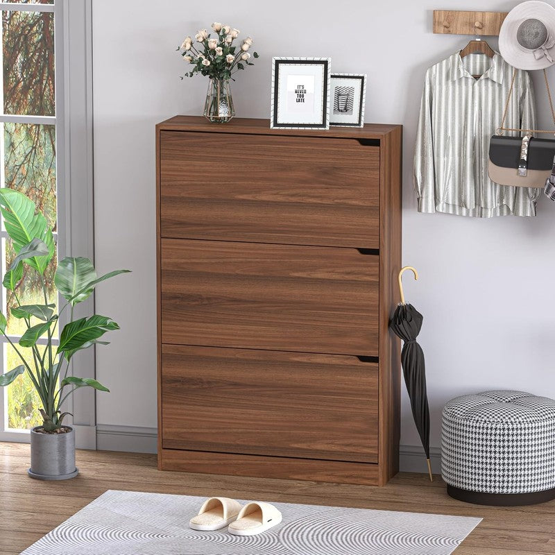 Shoe Cabinet 3 Flip Drawers Slim Narrow Organizer Entryway Hallway Closet2