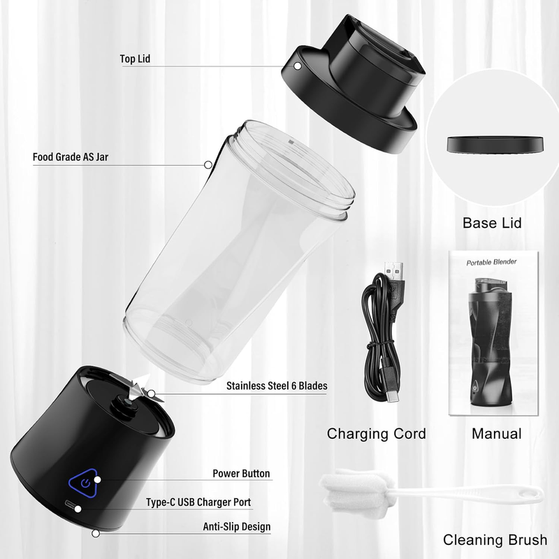 Portable Blender, 360W Personal Blender for Shakes and Smoothies for Kitchen, 246