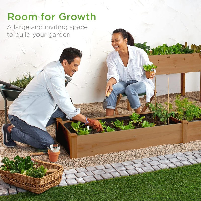 8FT Outdoor Wooden Raised Garden Bed Planter - Acorn Brown for Vegetables1