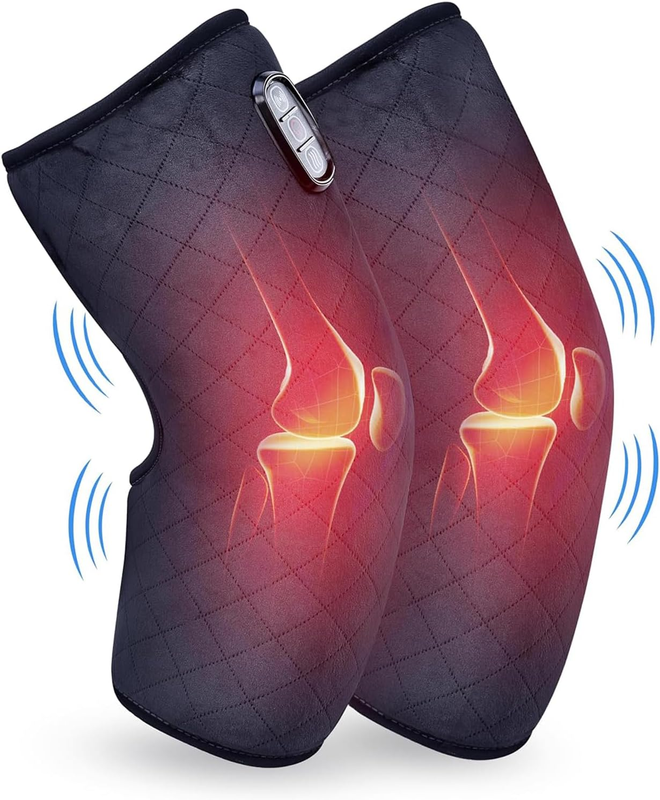 Heated Knee Massager w/ Vibration Heat Knee Wrap Pain Relief Greige10