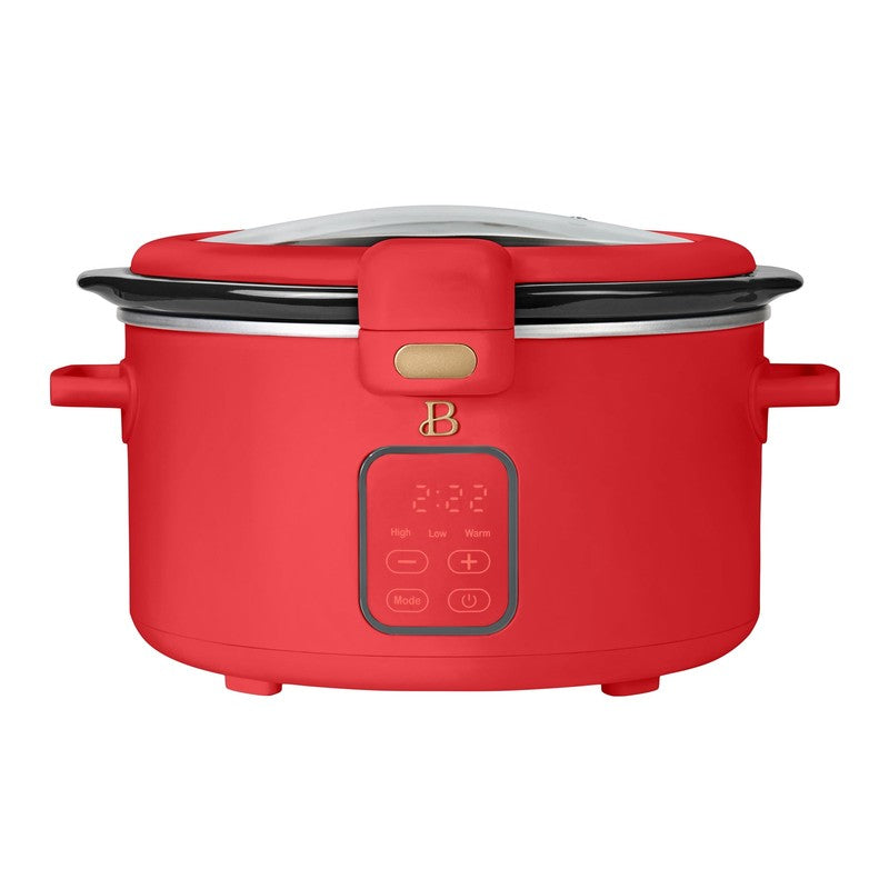 4 Qt Digital Slow Cooker with Hinged Locking Lid, Tomato Red by Drew Barrymore0