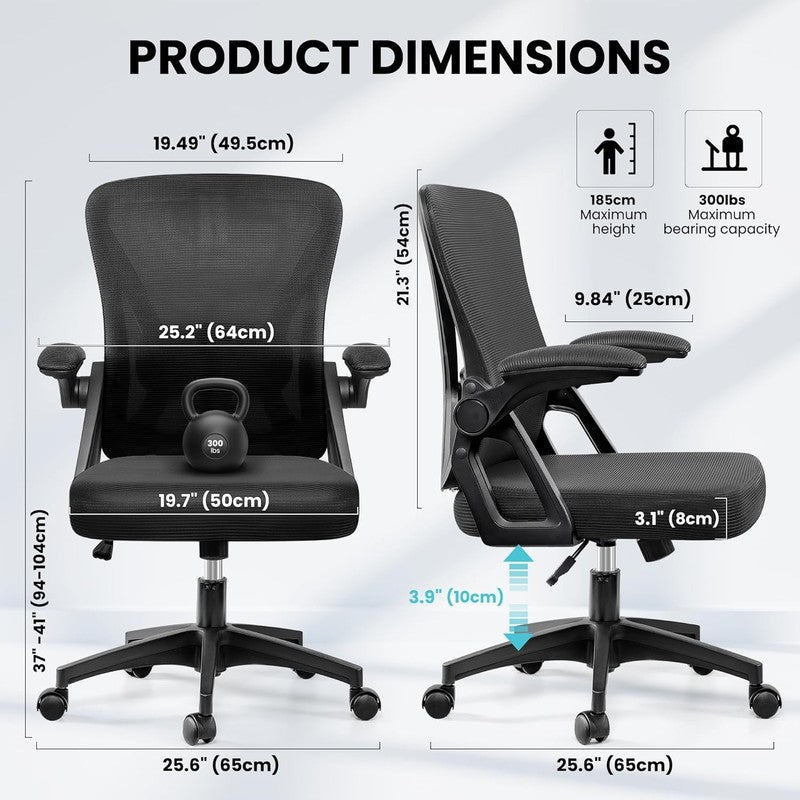 Ergonomic Mesh Office Chair with Adjustable Lumbar Support & Flip-Up Armrests2