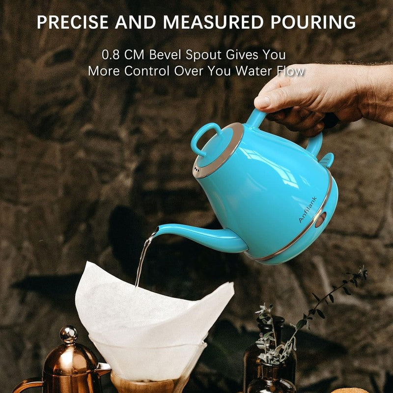 Gooseneck Electric Kettle 1L 1500W Fast Boil Stainless Pour Over Tea Turquoise1