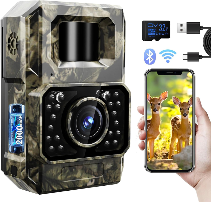 WiFi Trail Camera 48MP Bluetooth Night Vision Hunting Cam Rechargeable0