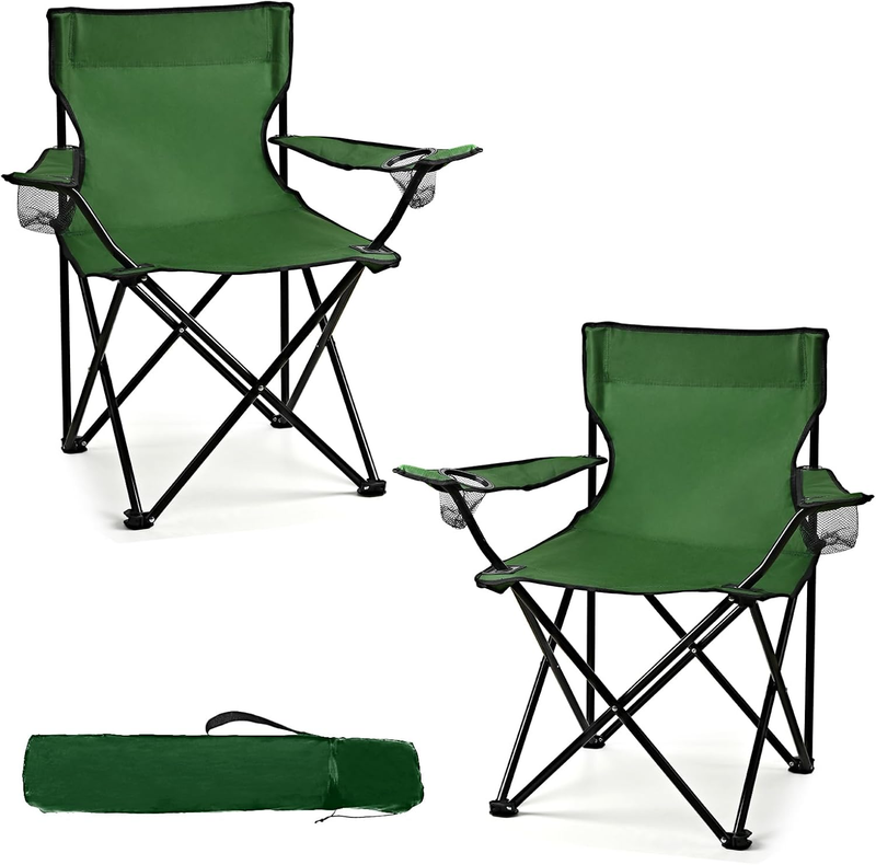 2 Pack Camping Chairs Foldable Portable 250lb Capacity w/ Carry Bag7