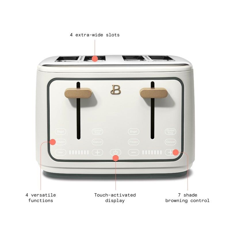 4-Slice Toaster with Touch-Activated Display, White Icing by Drew Barrymore3