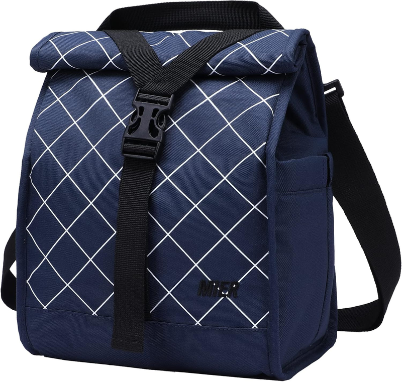 Insulated Roll Top Lunch Bag for Women Men Foldable Tote w/ Shoulder Strap8