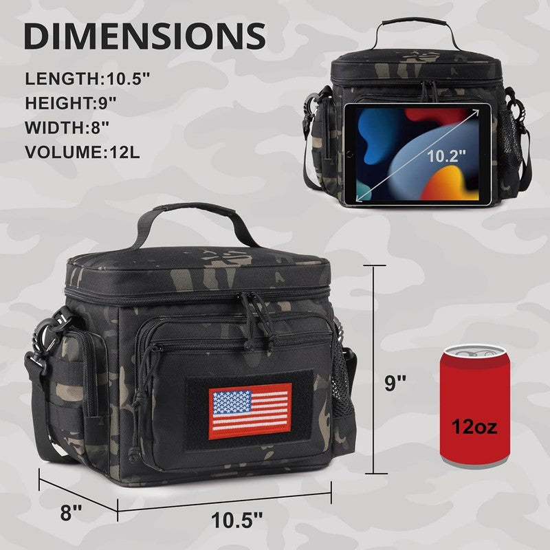 Tactical Lunch Box MOLLE Insulated Leakproof Cooler Bag Camo Black4