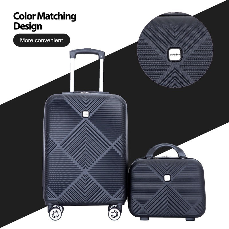 2 Piece Luggage Set Hardside Spinner Wheels Lightweight Carry On Suitcase Black2