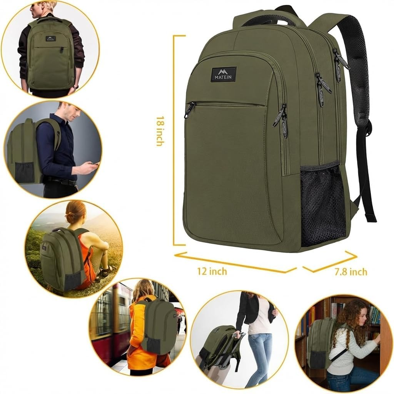 15.6" Laptop Backpack Lightweight Travel Computer Bag Green5