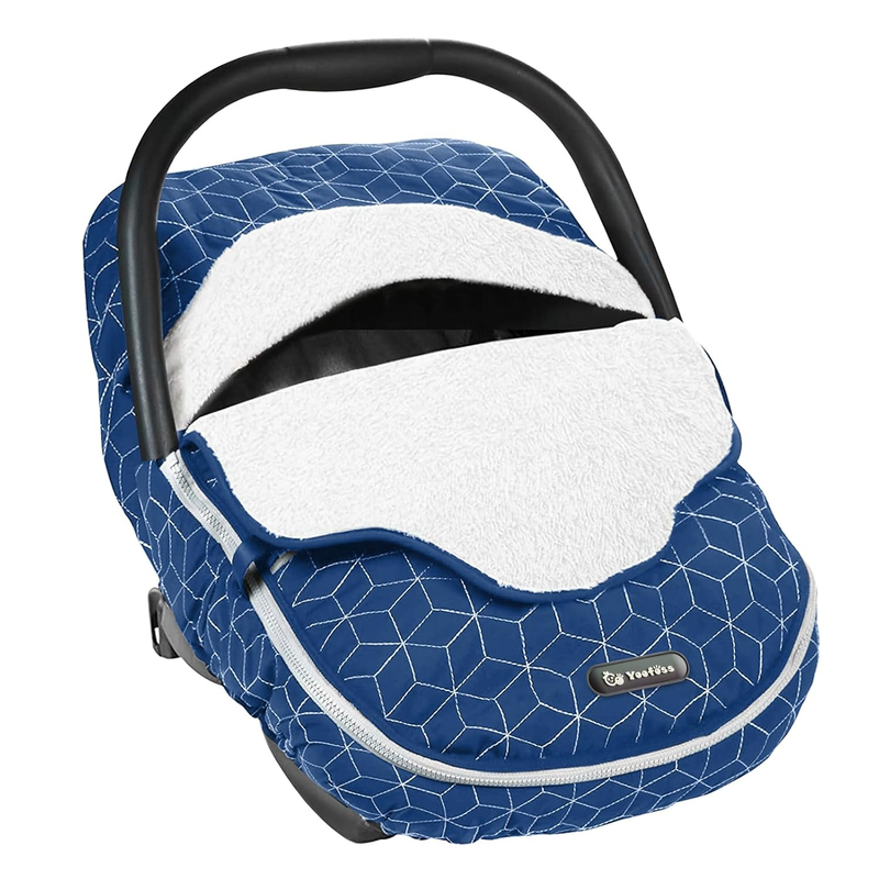 Winter Baby Car Seat Cover, Plush Fleece Canopy for Infants, Blue9