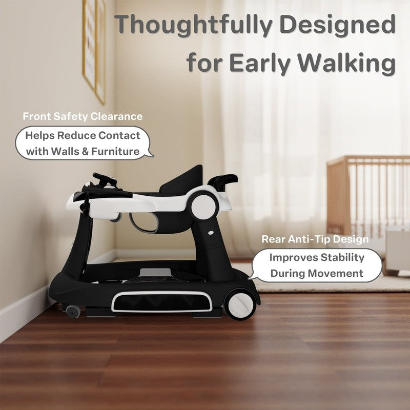 5-In-1 Musical Baby Walker with Wheels, Foldable Baby Walker for Boys Girls, Bla6