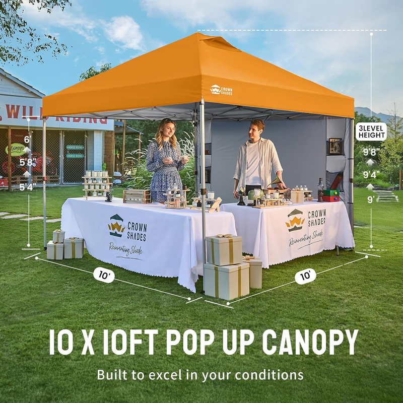 Canopy Tent 10x10 Pop Up Outdoor Shelter w/ Sidewall UV Protection Orange6