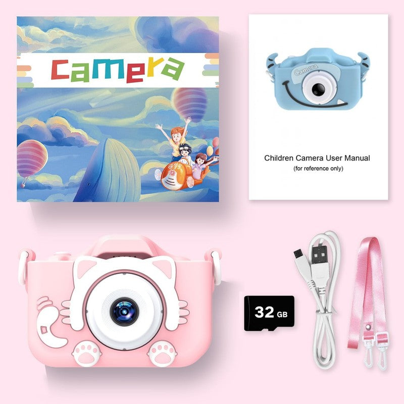 Kids Digital Video Camera Toy w/ Cartoon Cover 32GB SD Card Ages 3 87