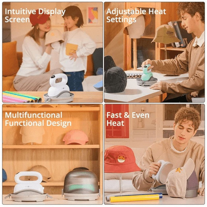 Hat Press, Heat Press Machine W/Lcd Multifunctional Design Cap Sublimation White2