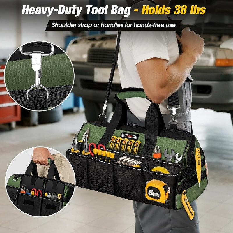 16" Heavy Duty Tool Bag 19 Pockets Portable Organizer Electrician Toolbox6
