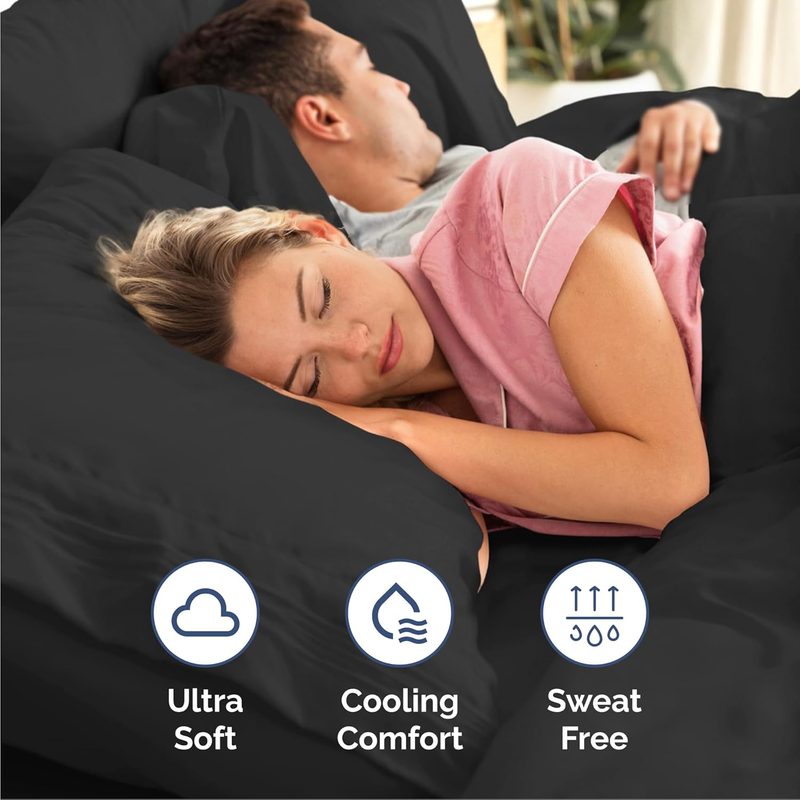 Queen 4 Piece Sheet Set Cooling Hotel Luxury Deep Pocket Black3