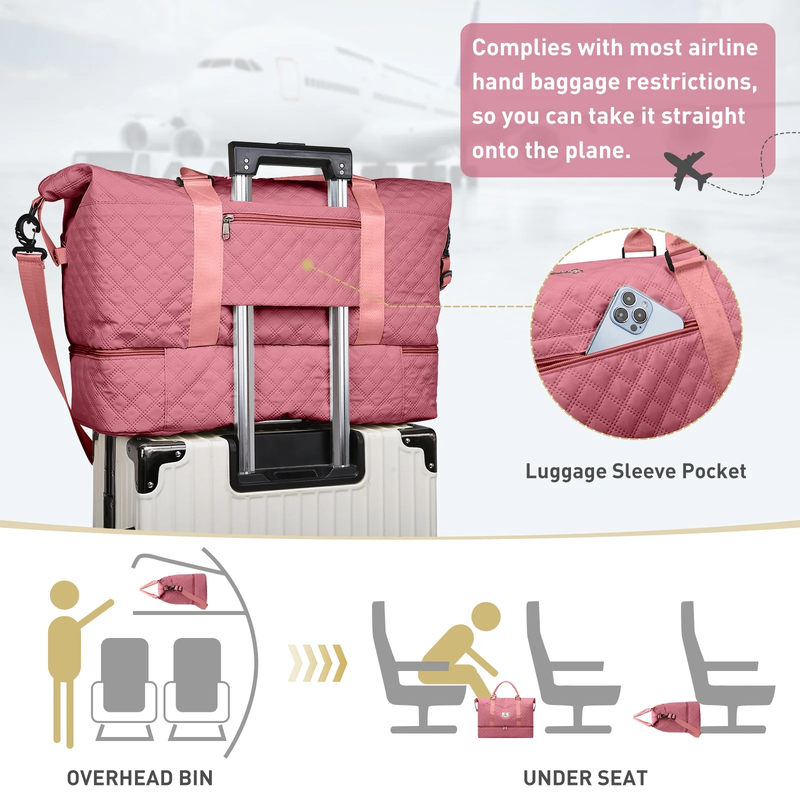 Travel Duffle Bag Weekender Bags for Women with Shoe Compartment Carry on Overni7