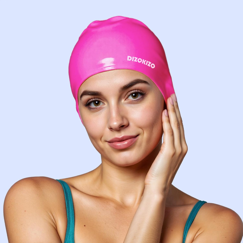 Unisex Silicone Swim Cap 2 Pack Waterproof Non Slip Swimming Cap7