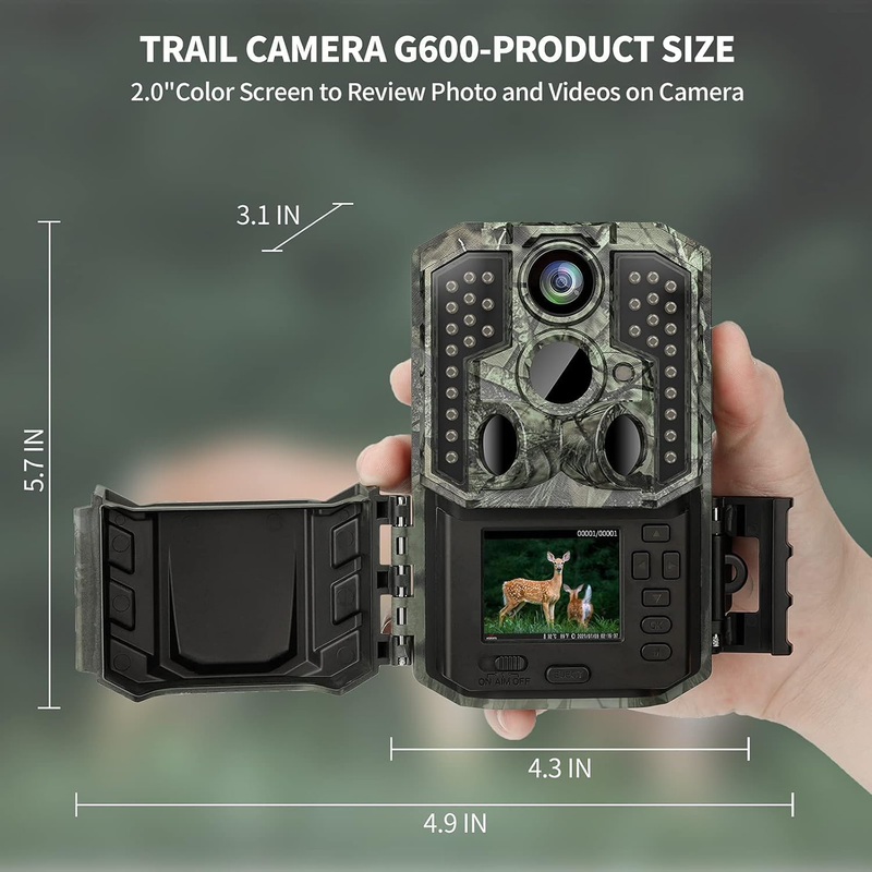56MP 4K Trail Camera 0.2S Trigger Night Vision IP66 120° Motion Security Cam4