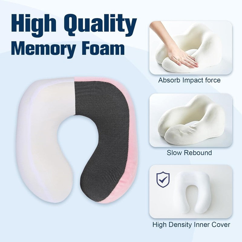 Adjustable 100% Memory Foam Travel Neck Pillow w/ Eye Mask, Earplugs & Bag4