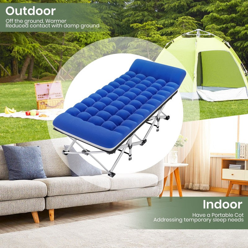 Folding Camping Cot with Double-Layer Mattress – 75×28" Portable Bed for Travel,6