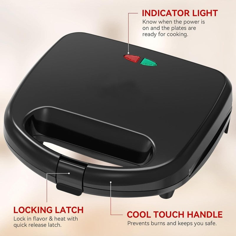2 Slice Waffle Maker Nonstick Belgian Waffle Iron 750W Breakfast Snack PFOA Free3
