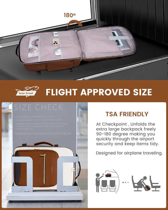40L Travel Backpack Carry On TSA Approved 17in Laptop 3 Packing Cubes1