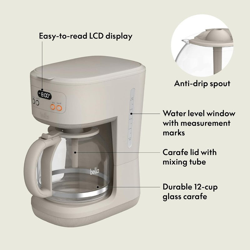 12 Cup Programmable Coffee Maker LCD Auto Shutoff 900W Oatmilk1