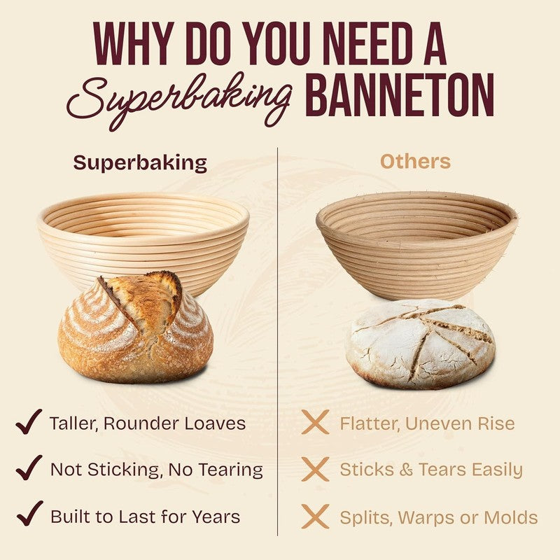 Banneton Bread Proofing Basket, Sourdough Bread Baking Supplies, round 9 Inch So3