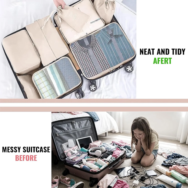 8 Set Packing Cubes, Luggage Packing Organizers, Packing Cube with Shoe, Cosmeti9