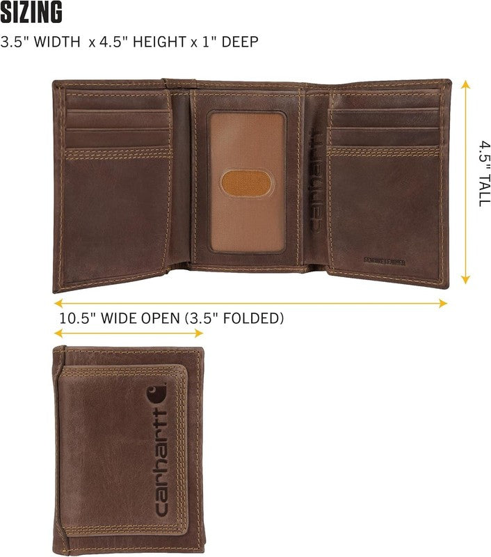 Men Rugged Leather Trifold Wallet Black Triple Stitch Multiple Styles4
