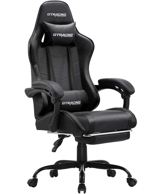 Ergonomic Gaming Office Chair GTWD 200 Adjustable Pillows Footrest Black0