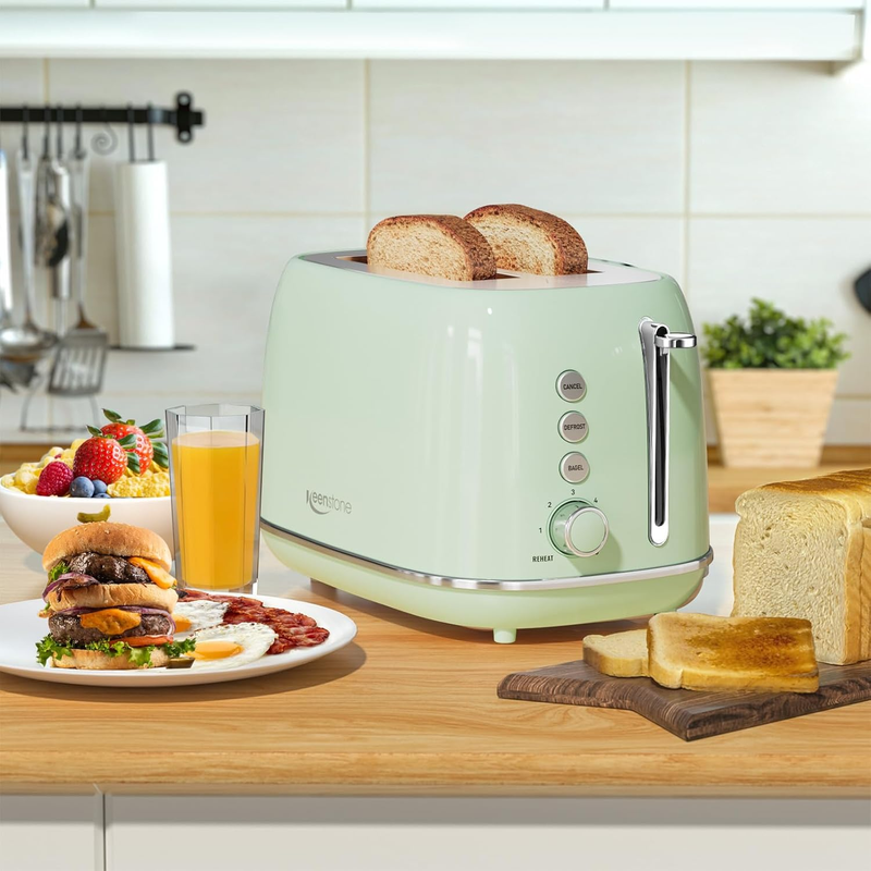 2 Slice Retro Stainless Steel Toaster - Bagel, Cancel, Defrost, Wide Slot5