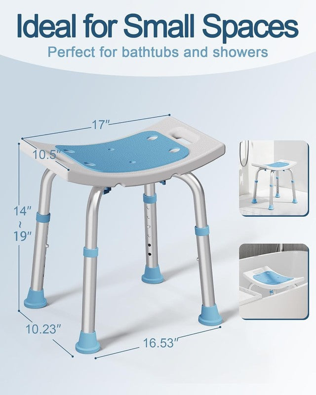 Shower Chair for inside Shower, 400 Lbs Adjustable Shower Stool with Suction Fee2