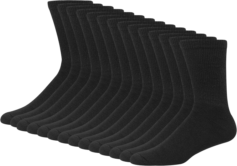 Men’s Double Tough Socks Crew Ankle Moisture Wicking Work Socks Black White11