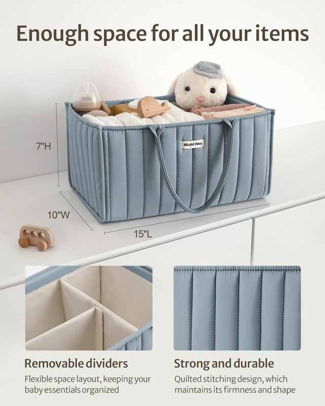Baby Diaper Caddy Organizer Storage Basket Newborn Essentials Blue2