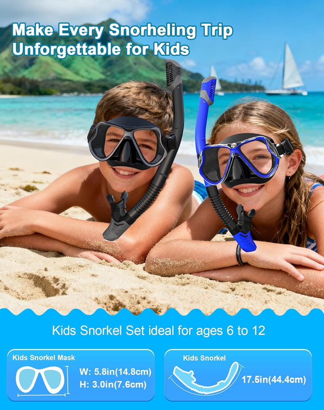 Dry Snorkel Set Panoramic Wide View Anti-Fog Scuba Mask Snorkeling Gear5