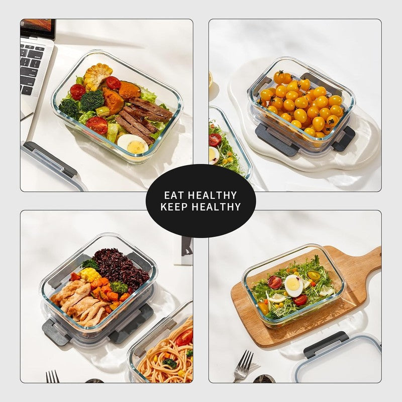 10 Pack 22oz Glass Meal Prep Containers Airtight Leakproof Gray6