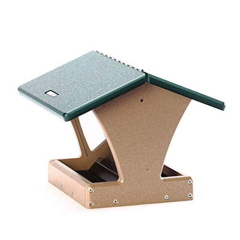 10" Recycled Plastic 2-Sided Hanging or Mounted Bird Feeder Taupe/Green6